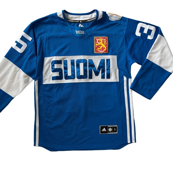 ADIDAS / TEAM FINLAND 2016 WORLD CUP OF HOCKEY PEKKA RINNE SIGNED JERSEY - Picture 1 of 10